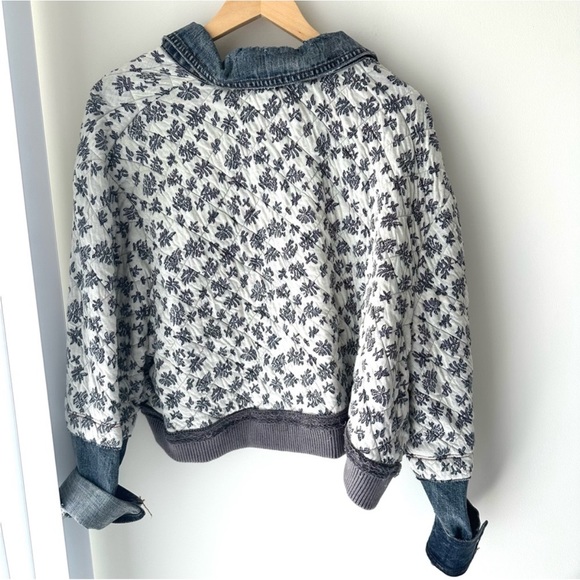 Free People Ditsy Denim Quilted Dolman Jacket Oversized - Picture 4 of 10